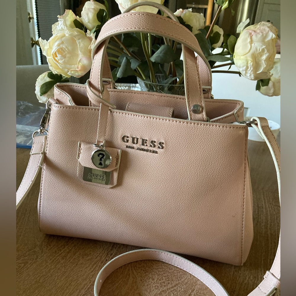 Guess blush pink pebbled crossbody handbag